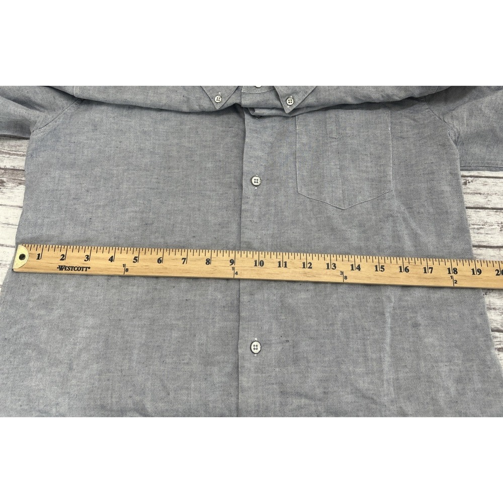 Rag & Bone Shirt Mens Medium Gray Chambray Linen Cotton Button Up Tailored Fit - Picture 7 of 13